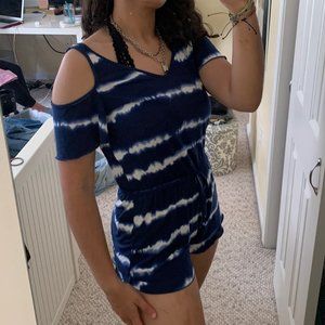 Blue and white tie dye romper